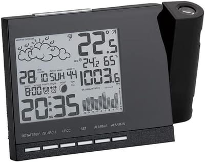 Draadloos Weerstation - Projectie Station - Thuis Weer Checken - Barometrische Voorspelling - 10 cm - Zwart