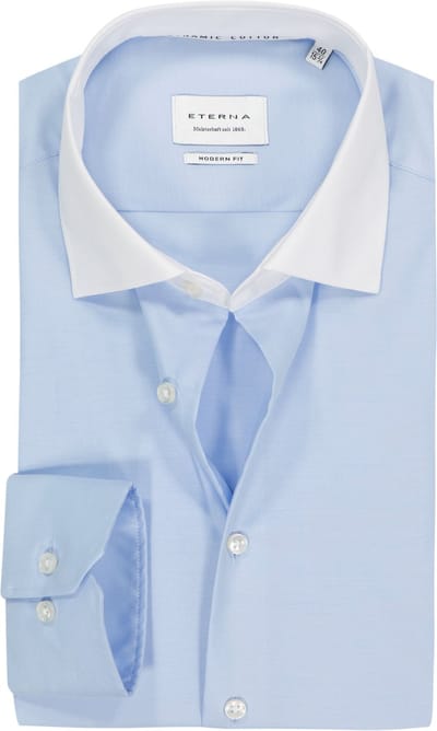 ETERNA modern fit overhemd - twill - lichtblauw - Strijkvrij - Boordmaat: 46 (EU maat: XXL)