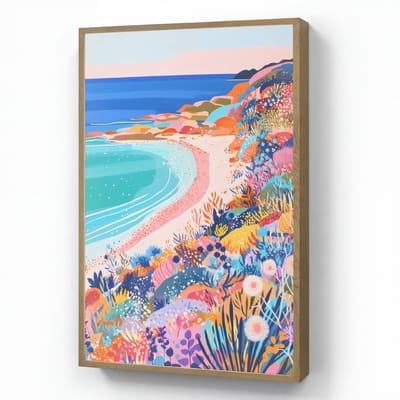 Wandlamp 70x100 cm - Oplaadbaar - Bloemenweide - Zee - Zomers - Wandlampen binnen woonkamer - Slaapkamer lamp - Decoratieve nachtlamp - Vloerlamp draadloos