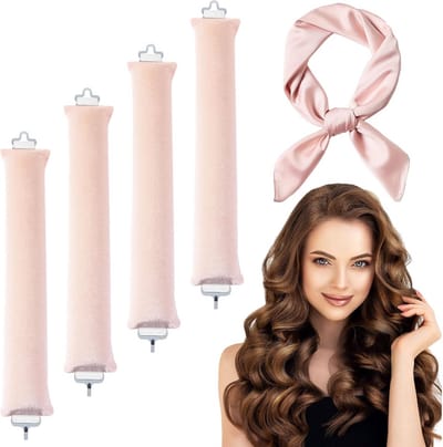Hitteloze Krulspelden - Nachtelijke Krulstaven - Haar Styling - Extra Dik Ontwerp - 4 Stuks - Roze