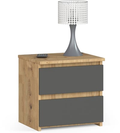 Nachtkastje CL2 met 2 Lades / AKORD Furniture Factory / Artisan Eik - Grafietgrijs / 40 x 40 x 35 cm