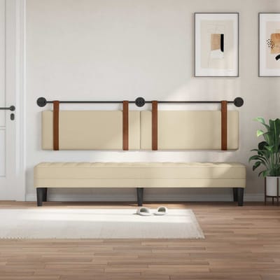 vidaXL Hangend hoofdbord Crème Antiek PU