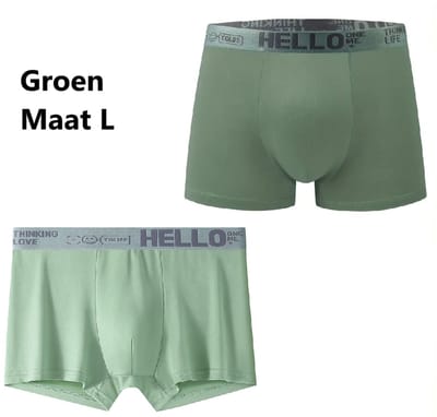 HELLO Elastische Heren Boxershort I Onderbroek Mannen I Heren Ondergoed I Ademend, Zacht & Comfortabel I Maat L I Groen