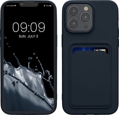 kwmobile telefoonhoesje geschikt voor iPhone 15 Pro Max - Hoesje met pasjeshouder - TPU case in donkerblauw