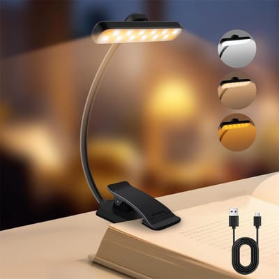 Ynkkvre -LED Leeslampje voor Boek met Klem - 315° draaibaar Leeslamp - 24 LED - Boeklampje met 3 Lichtstanden - Oplaadbare boeklamp USB - Dimbaar - Zwart