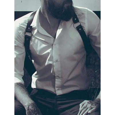 Verstelbare Kunstlederen Lichaamsharnas Voor Mannen - Punk Rock Stijl Accessoire Voor Modieuze Individuen 118cm gray