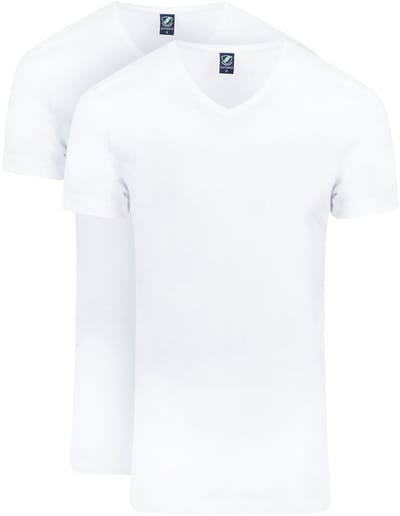 Suitable Vibambo T-Shirt V-Hals Wit 2-Pack - Maat L - Heren - Basic T-shirt - Ondershirt - Bamboo extra zacht en soepel ondershirt