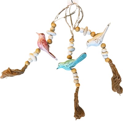 Hanging bird beads S/3