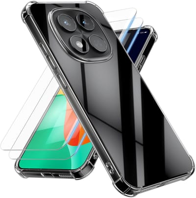 kwmobile telefoonhoesje geschikt voor Xiaomi Redmi Note 15 Pro 4G hoesje - Smartphone case met 2x screenprotectors - Mobiele telefoon cover in transparant