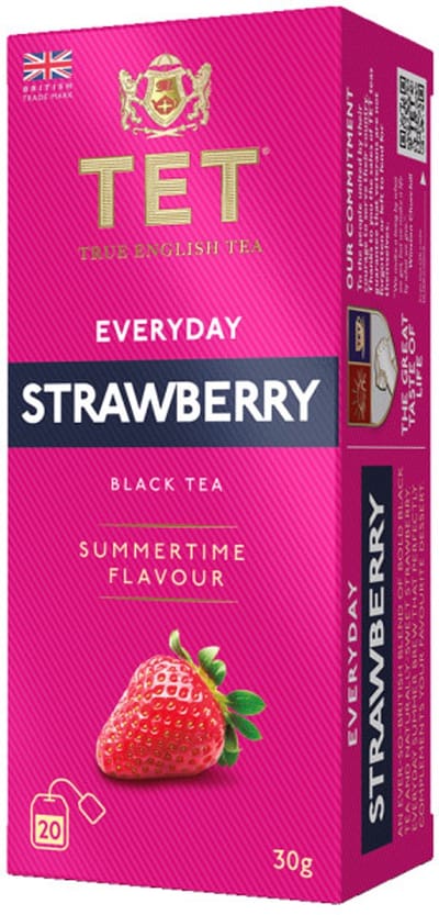 Zwarte thee True English Tea Everyday Strawberry, 20 st.