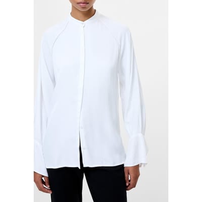 French Connection Candice Satin Pearl Trim Shirt Winter White Maat: S | Blouses Outlet | Dames | Wit