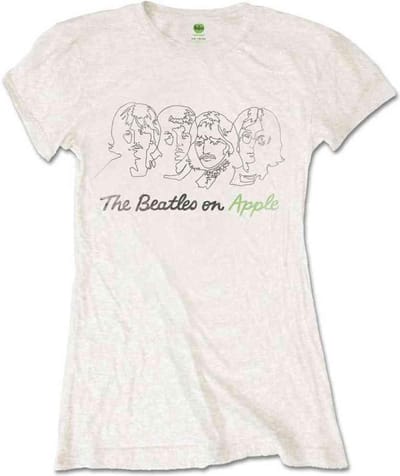 The Beatles - Outline Faces on Apple Dames T-shirt - S - Wit