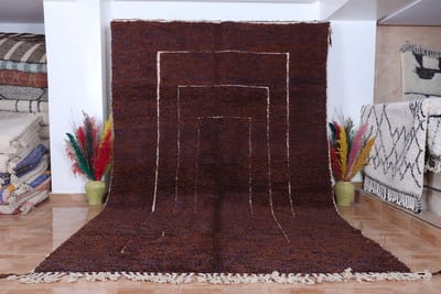 Handgeweven Berber Tapijt ''Beni Ouarain'' - 300 x 200 cm - Uniek en handgemaakt - Hoogpolig vloerkleed bruin – 100 % natuurlijk wol