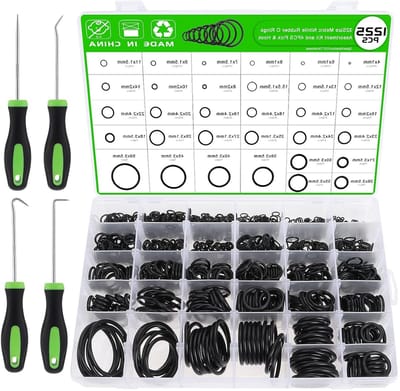 Complete Set van 1225 Nitril O-Ringen in 32 Maten - Hittebestendige Afsluitringen met 4 Pikken en Haken voor Olielekkages en Waterdichtheid