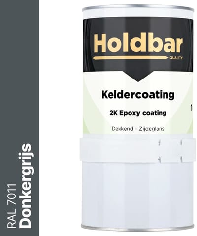 Holdbar Keldercoating Donkergrijs (RAL 7011) 1 kg - Kelder waterdicht maken - Alle Kleuren - Kelder Epoxy - Krasvast - Eenvoudig reinigbaar - Vochtregulerend - 2 Componenten