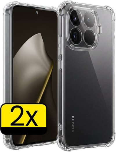 Hoesje - 2 Stuks - Geschikt voor Xiaomi 15T Pro - Sterk & Shockproof - Siliconen Case - Back Cover - Telefoon Hoes Shock Proof - Telefoonhoesjes - Transparant