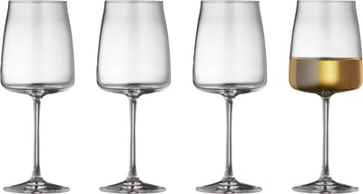 Lyngby Glas Zero kristal wijnglazen witte wijn - 430 ml - set van 4 - wijnglazen set, vaatwasserbestendig