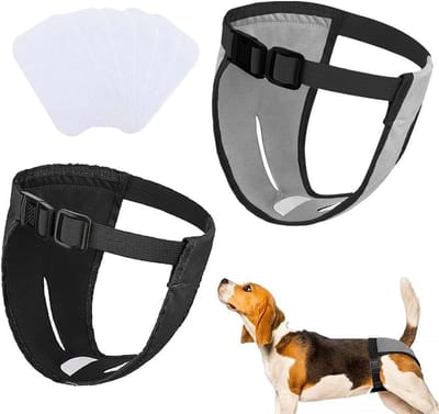 Hernieuwbare hondenluiers voor vrouwelijke honden in de loopsheid, verstelbare ondergoed met 6 hygiëne inleggers voor maandelijkse cyclus en fysiologische behoeften