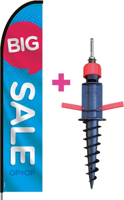 Beachflag - Big Sale - Vlag + Grondboor + Rotator + Hengelsysteem + Draagtas - Actievlag.nl
