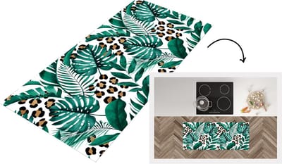 Keukenloper - Loper keuken - Panterprint - Palmblad - Groen - 120x50 cm - Keukenloper vinyl