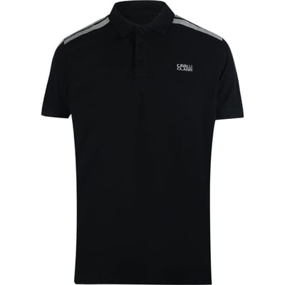 Cavalli Class Getapete Schouders Zwart Poloshirt