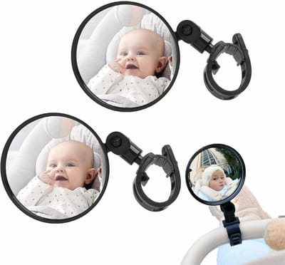 2 stuks - achteruitkijkspiegel voor kinderwagens - 360° draaibaar - Verstelbare multifunctionele achteruitkijkspiegel voor fietsen - High Definition achteruitkijkspiegel - Geschikt voor montage op het stuur van de kinderwagen - Houd uw baby altijd in