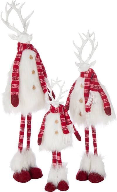 J-Line figuur Hert Bont + Sjaal - polyresin - wit/rood - large