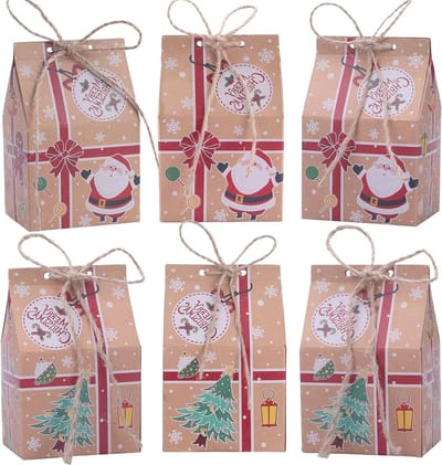 30 Stuks Kerstfeest Favor Dozen - Kraft Papier Cadeauzakken voor Snoep en Geschenken