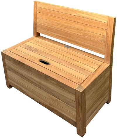 Houten kinderbankje met opbergruimte – Teakhouten opbergbank voor binnen & buiten – Stevig, duurzaam & veilig – Ideaal voor (buiten)speelgoed opbergen