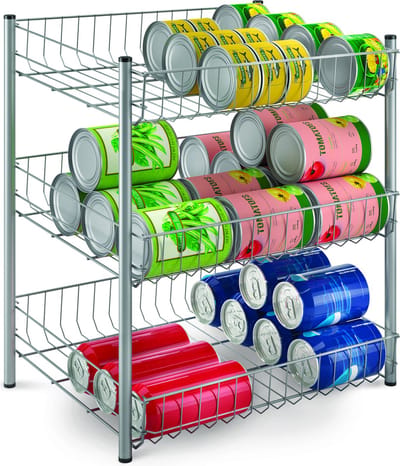 Metaltex - Dispenso - Rek voor 60 blikjes en flesjes - Keukenrek - Keuken Organizer - 40x31x45 cm - Zilvergrijs