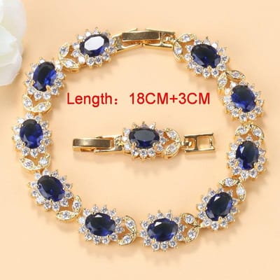 12 Kleuren Afrikaanse Vrouwen Bruiloft Verguld Sieraden Met Blauwe Steen Vrouwelijke Armband Bangle Verstelbare Lengte 18+3 Cm beige