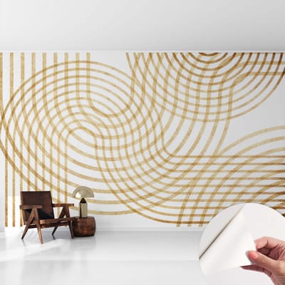 Coloray Zelfklevend Behang - Geometrische weefsels Zelfklevend fotobehang - 416x254 cm - Wit Zelfklevend Behang - Voor de woonkamer, voor het kantoor, voor de slaapkamer - Peel-and-stick techniek - Stickerbehang op rol