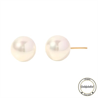 Borasi Parel Oorbellen Goudkleurig | Goldplated | 1.2 cm | Oorknopjes | Parel Oorknopjes | Dames Sieraden | Oorbellen | Luxe Gechenkzakje |