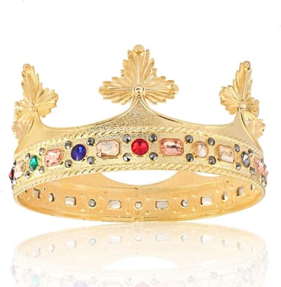 Grote kroon met kristallen en parels voor mannen en vrouwen - Haaraccessoires voor feesten, verjaardagen en Halloween kostuums