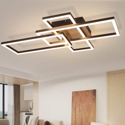 NETTLIFE Plafondlamp LED - Hout - Zwart - 3000K Warm wit Licht - 3 Lichts - Geometrische Design - 64CM Keukenlamp - voor Woonkamer | Slaapkamer - 32W