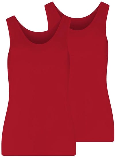 RJ Bodywear RJ dames Pure Color dames hemd (2-pack) - donkerrood