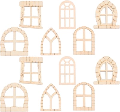 100pcs Miniatuur Houten Fairy Deuren en Raamframes voor Tuin Decoratie en Kerstversiering - Beige Houten Deuren voor Bomen en Magische Tuinen