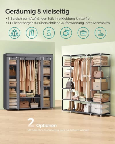 Kledingopbergruimte 12-kleedkast met rek en opbergruimte-Stabiele kledingkast voor slaapkamerkleedkamer