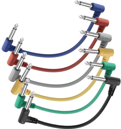 Guitar Patch Cord voor Effect Pedalen - 6.35mm TS Plug naar Plug - 25cm - Ideaal voor Basgitaar en Instrumenten - 6 Stuks