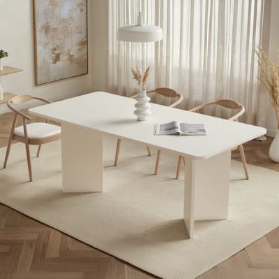 Asir - Eettafel - Hout Wit - 100% met melamine gecoat spaanplaat - 180 x 90 x 75 cm