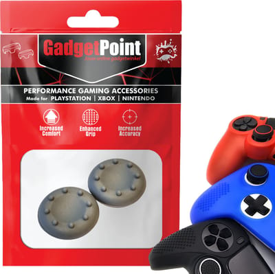 Gadgetpoint - Thumb Grips voor PlayStation, PS5, Xbox X/S, One & Switch Pro Controller - Gaming Thumbgrips - Performance Anti-Slip Thumbsticks - Bescherming Accessoires - Thumbgrips 8 stippen - Grijs