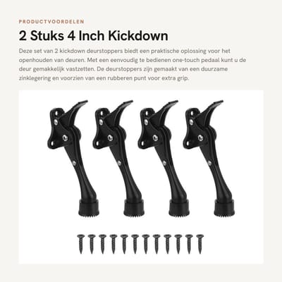 Dailygoods- Deurstopper Hoogteverstelbaar - Kickdown Deurstopper - Rubberen Punt - Zinklegering - 2 Stuks - Duurzaam en Slijtvast - Deurstoppers