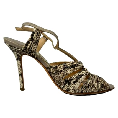 Jimmy Choo Python-gebosseleerde Enkelband Sandalen in Dierenprint Leer