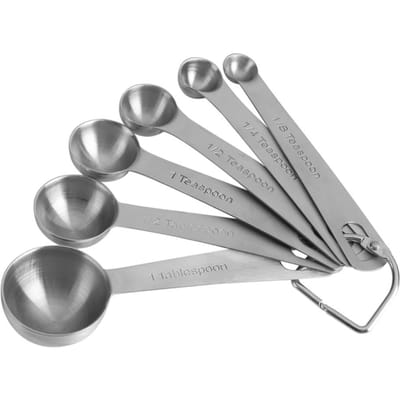 RVS Maatlepels Set van 6 Voor Droge en Vloeibare Ingrediënten gray