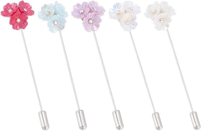 Bloemen Broches - Bloem Speldjes - Kleding Decoratie - Roestvrij Staal - 5 stuks - 5 Kleuren