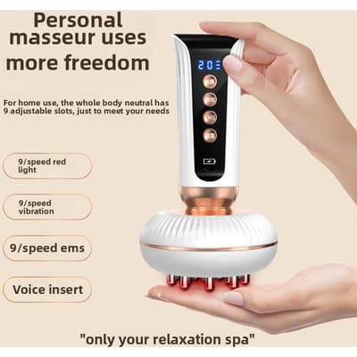 Huishoudelijke Elektrische Massageborstel 20-snelheden Massage Draineer Instrument, Gehele Lichaamsmassager Verwarmend Schraper Instrument beige