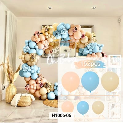 Feestversiering Ballonnen Pakket/Blauw, Oranje en Grijs/ 152 Delig/Zelf Maken Set/ Feestje Pakket/ Ballonnen Slinger/ Luxe Complete Set/ Foto Zone/ Party Decoratie Set/ Feestartikele/Verjaardag/Gender reveal/ Huwelijk/ Moederdag/ Baby Shower…1 Pakket
