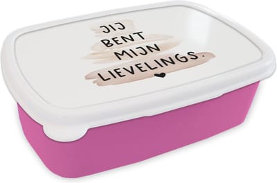 Broodtrommel Roze - Lunchbox - Brooddoos - Quotes - Spreuken - Relatie - Jij bent mijn lievelings - 18x12x6 cm - Kinderen - Meisje
