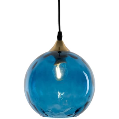 Holländer Hanglamp Cagliari 1-lamp glazen kap blauw