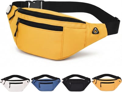 Heuptas voor dames en heren – Waterdichte, lichtgewicht buiktas voor reizen, outdooractiviteiten en dagelijks gebruik – Alternatief voor een heuptas, Meerdere vakken voor telefoon, portemonnee en sleutels, geel| Cyslmuk®